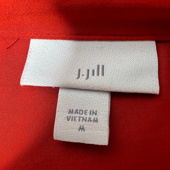 J. Jill Button Front Long Sleeve Blouse Top Orange Red Size M Modal Office Boho - Picture 12 of 13